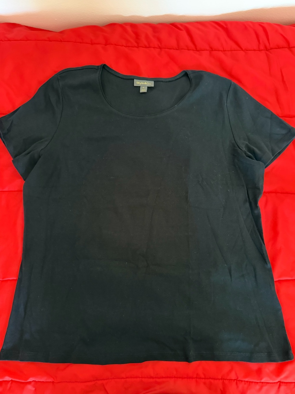 Style & Co. Black Short-Sleeve Crewneck Tee